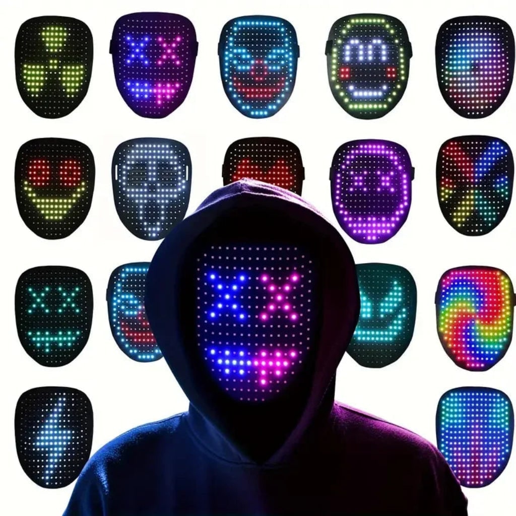 Halloween LED Face Mask, Red Light Therapy, USB Rechargeable – Costume Party, Spa Treatment