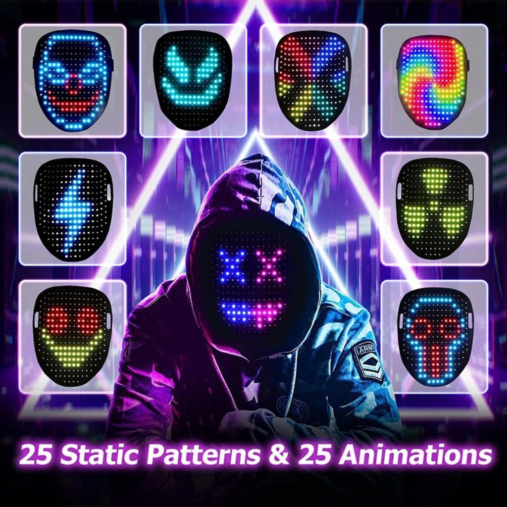 Halloween LED Face Mask, Red Light Therapy, USB Rechargeable – Costume Party, Spa Treatment