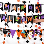 Halloween Party Decoration Kit with Banner & Hanging Swirls – Festive Home Decor, Outdoor Celebration