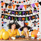 Halloween Party Decoration Kit with Banner & Hanging Swirls – Festive Home Decor, Outdoor Celebration