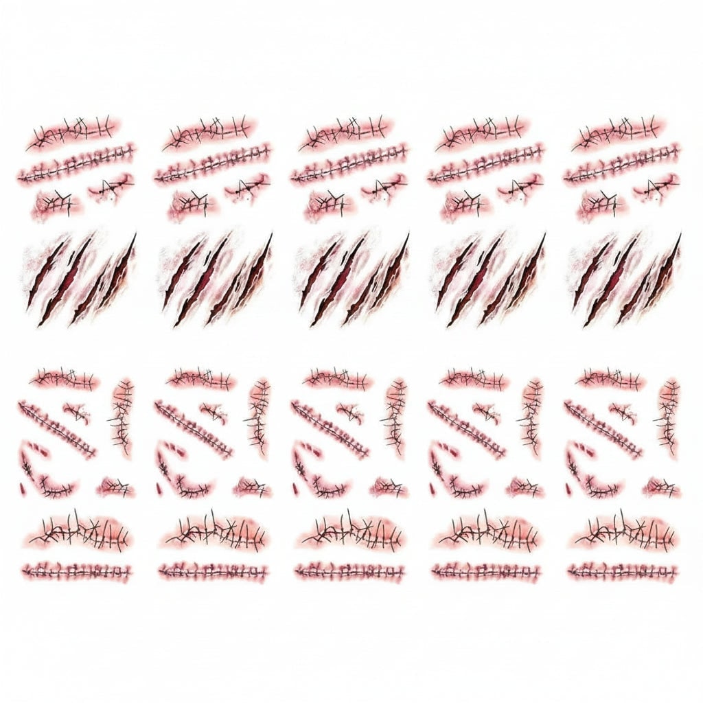 Halloween Temporary Tattoos with Realistic Wound Effects – Party, Costume