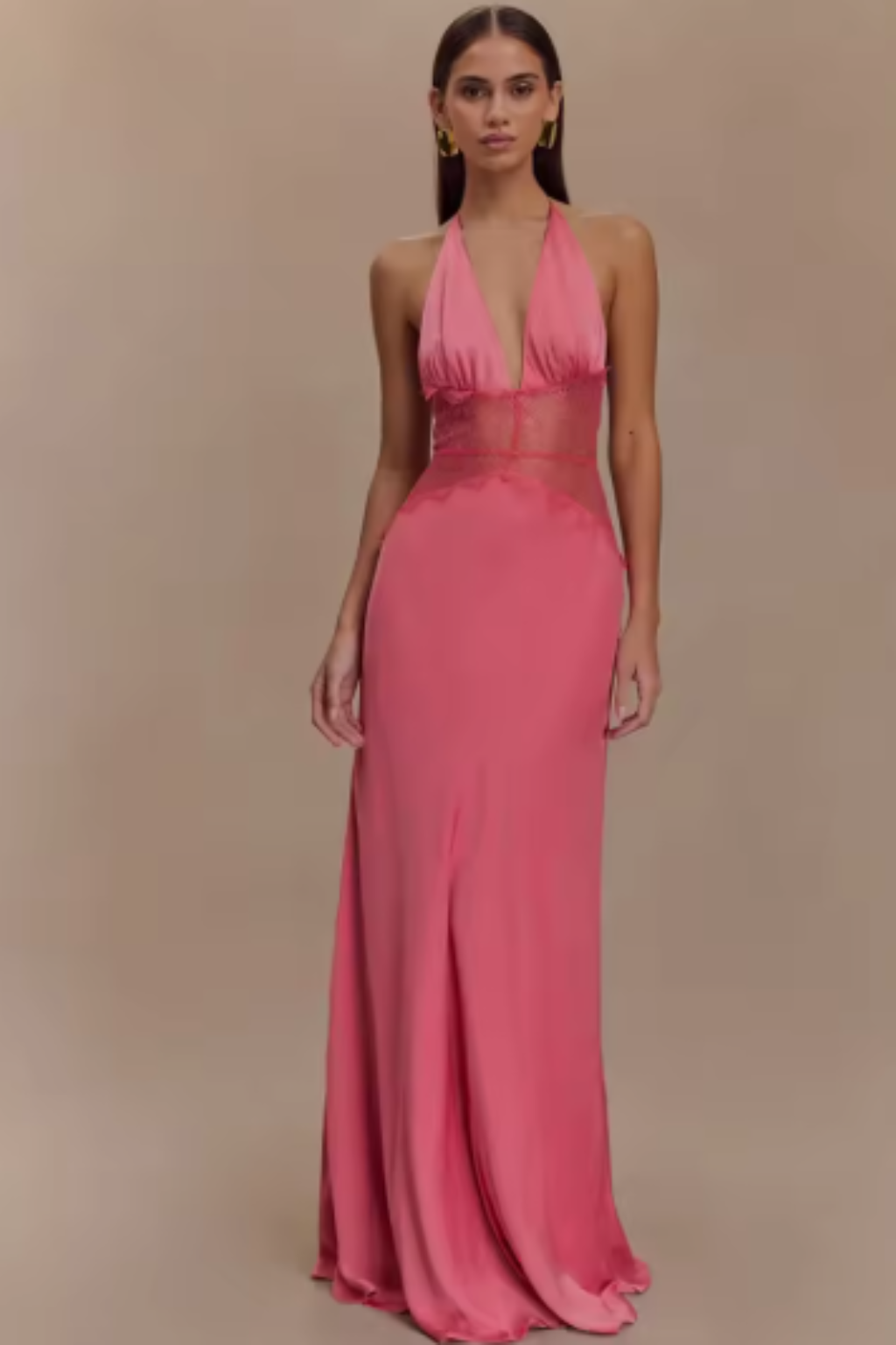 Halter Neck Backless Maxi Dress for Women | Elegant Wedding Guest Attire
