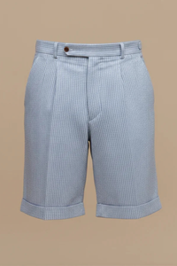 Blue Pleated Men's Shorts UK – Smart Casual & Holiday Wear