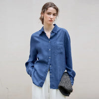 Indigo Linen Casual Shirt for Everyday Wear - Lightweight and Breathable