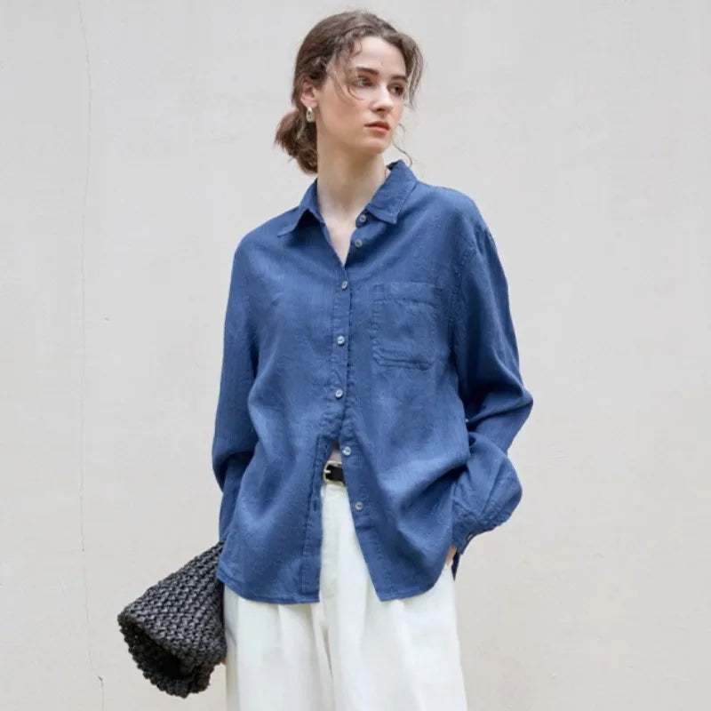 Indigo Linen Casual Shirt for Everyday Wear - Lightweight and Breathable