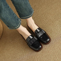 Knot Detail Leather Loafers for Women - Stylish Casual Footwear