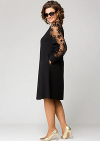 Lace Overlay Elegant Dress for Women - Perfect for Formal Events and Parties