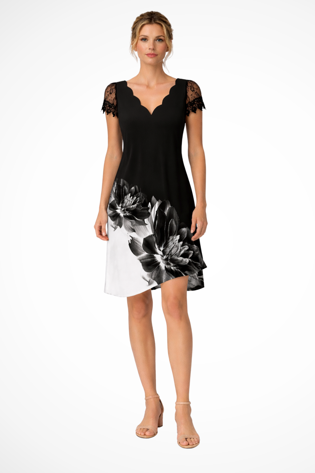 Lace Sleeve Midi Dress for Women | Elegant Wedding Guest Attire