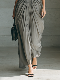Lapel Long Sleeve Belted Maxi Dress for Women - Elegant Casual Wear, MDA1758G1Y