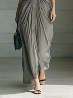 Lapel Long Sleeve Belted Maxi Dress for Women - Elegant Casual Wear MDA1758G1Y