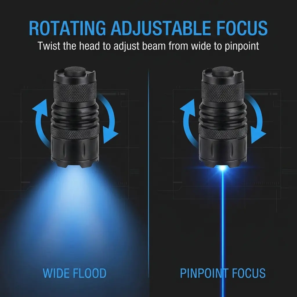 Laser Torch 450nm High-Intensity Output | Adjustable Focus, Tactical 5000m+ Range – Camping, Outdoor Adventure