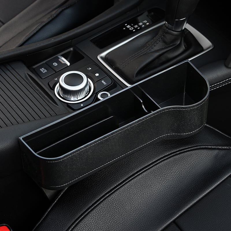Leather Car Seat Organizer with Cup Holder – Extra Storage, Convenient Travel