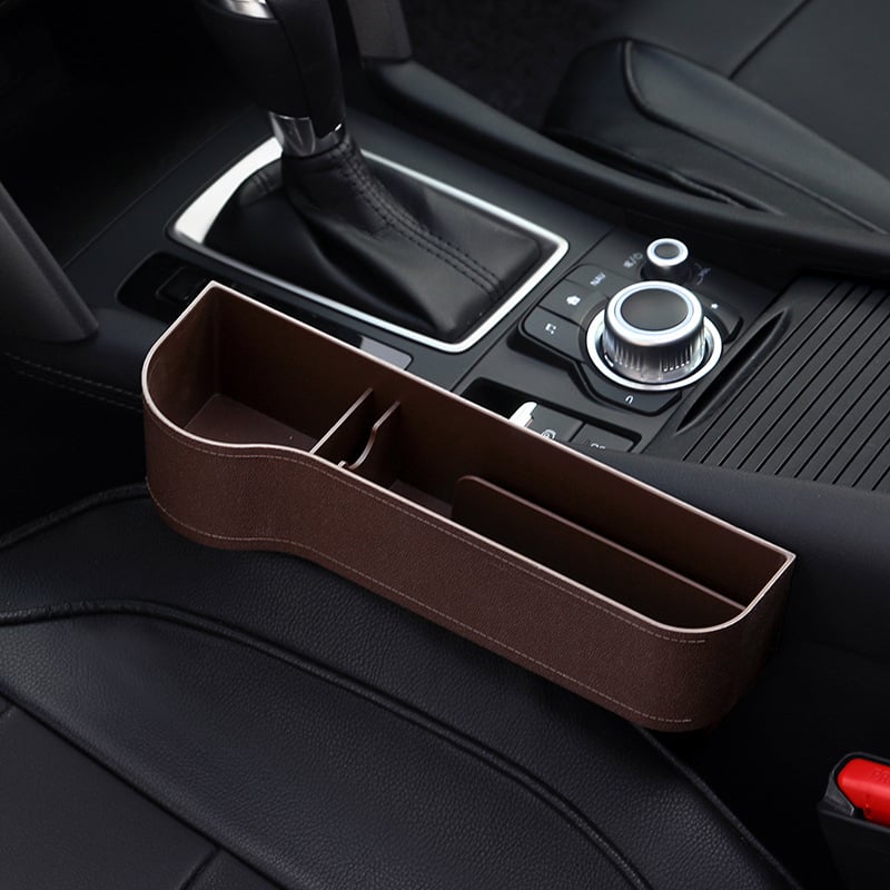 Leather Car Seat Organizer with Cup Holder – Extra Storage, Convenient Travel