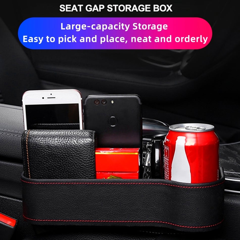 Leather Car Seat Organizer with Cup Holder – Extra Storage, Convenient Travel