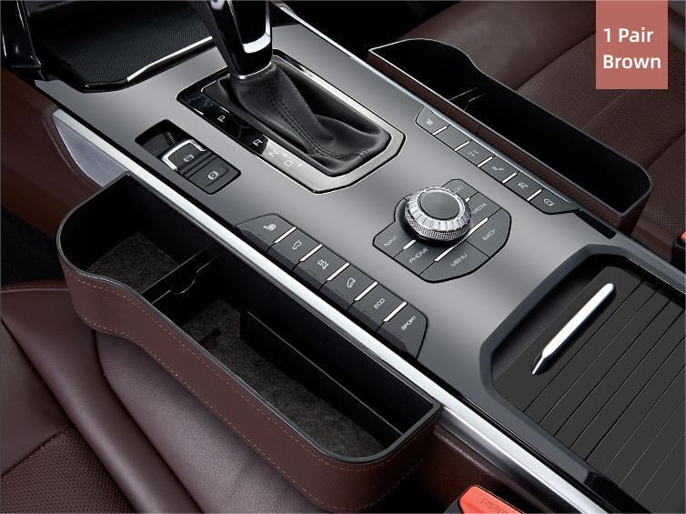 Leather Car Seat Organizer with Cup Holder – Extra Storage, Convenient Travel
