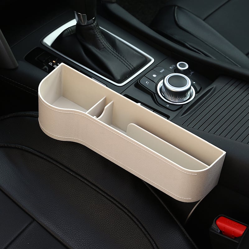 Leather Car Seat Organizer with Cup Holder – Extra Storage, Convenient Travel