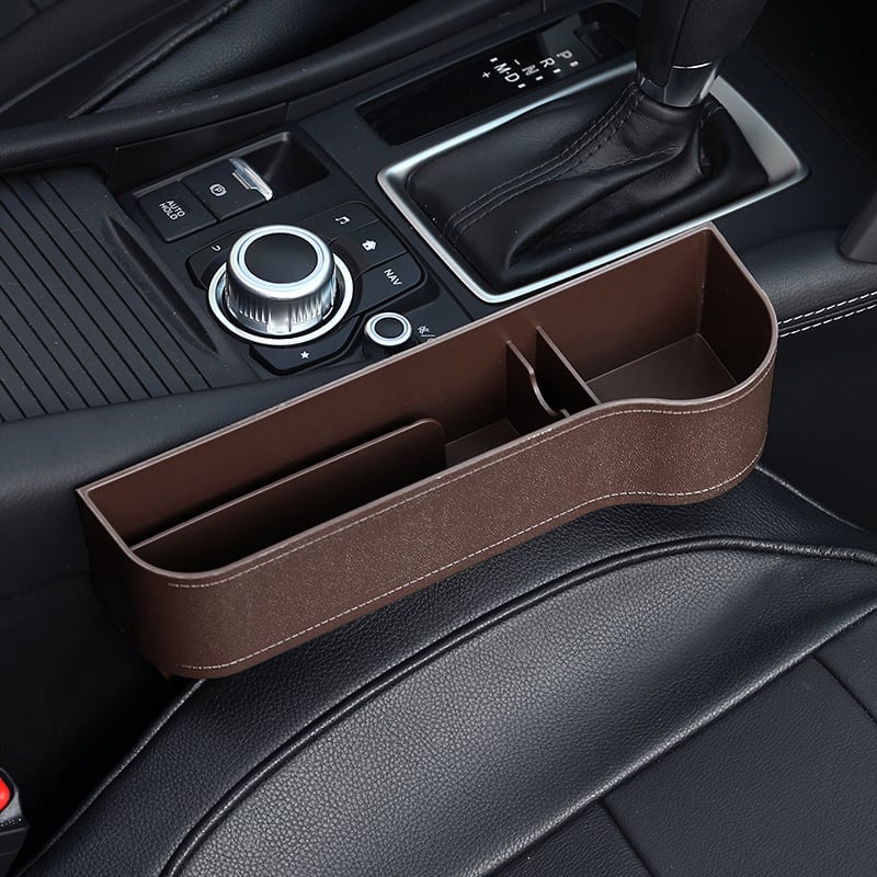 Leather Car Seat Organizer with Cup Holder – Extra Storage, Convenient Travel
