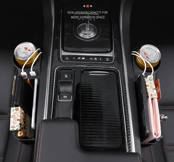 Leather Car Seat Organizer with Cup Holder – Extra Storage, Convenient Travel