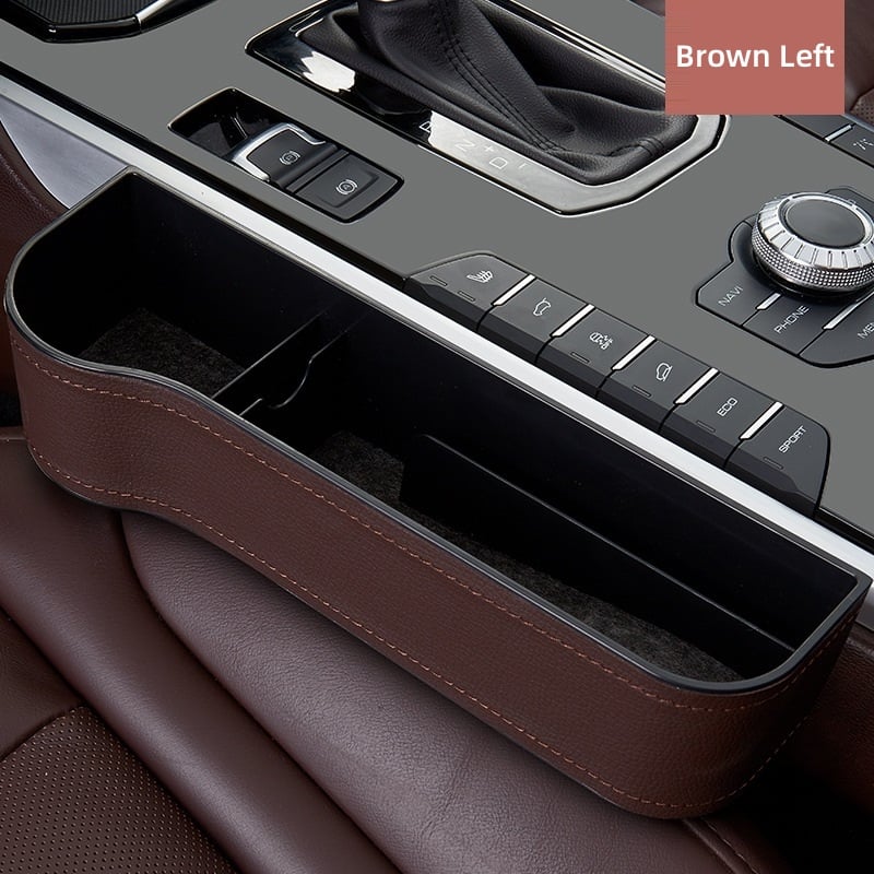 Leather Car Seat Organizer with Cup Holder – Extra Storage, Convenient Travel