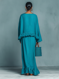 Linen Blend Blouse and Straight Skirt Set Women UK – Smart Casual Brunch Garden Party