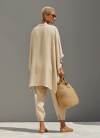 Linen Blend Women's Co-Ord Set - Textured Asymmetric Hem Casual Outfit
