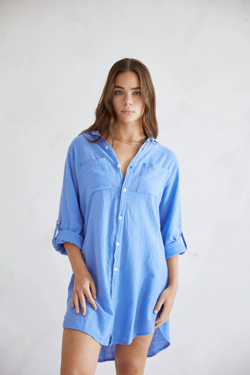 Linen Oversized Maxi Shirt Dress for Women - Summer Beach Cover-Up