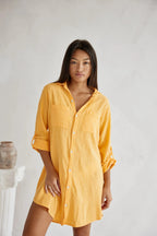 Linen Oversized Maxi Shirt Dress for Women - Summer Beach Cover-Up