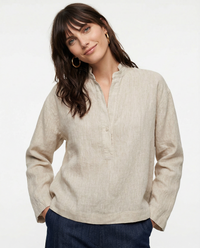 Linen Polo Collar Pullover for Casual Wear - Lightweight and Breathable