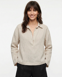 Linen Polo Collar Pullover for Casual Wear - Lightweight and Breathable