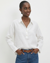 Linen Polo Collar Pullover for Casual Wear - Lightweight and Breathable