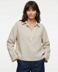 Linen Polo Collar Pullover for Casual Wear - Lightweight and Breathable