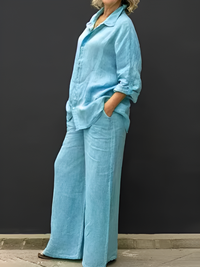 Linen Shirt Suit for Women - Casual Summer Outfit in Lightweight Fabric