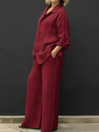 Linen Shirt Suit for Women - Casual Summer Outfit in Lightweight Fabric