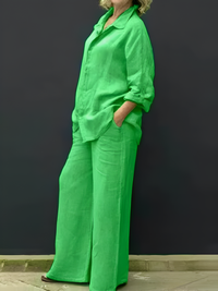 Linen Shirt Suit for Women - Casual Summer Outfit in Lightweight Fabric