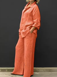 Linen Shirt Suit for Women - Casual Summer Outfit in Lightweight Fabric