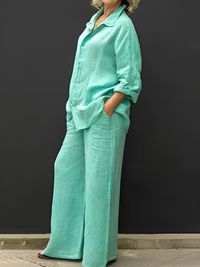 Linen Shirt Suit for Women - Casual Summer Outfit in Lightweight Fabric