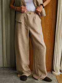 Linen Wide-Leg Trousers for Women - Comfortable Summer Pants in Classic Fit
