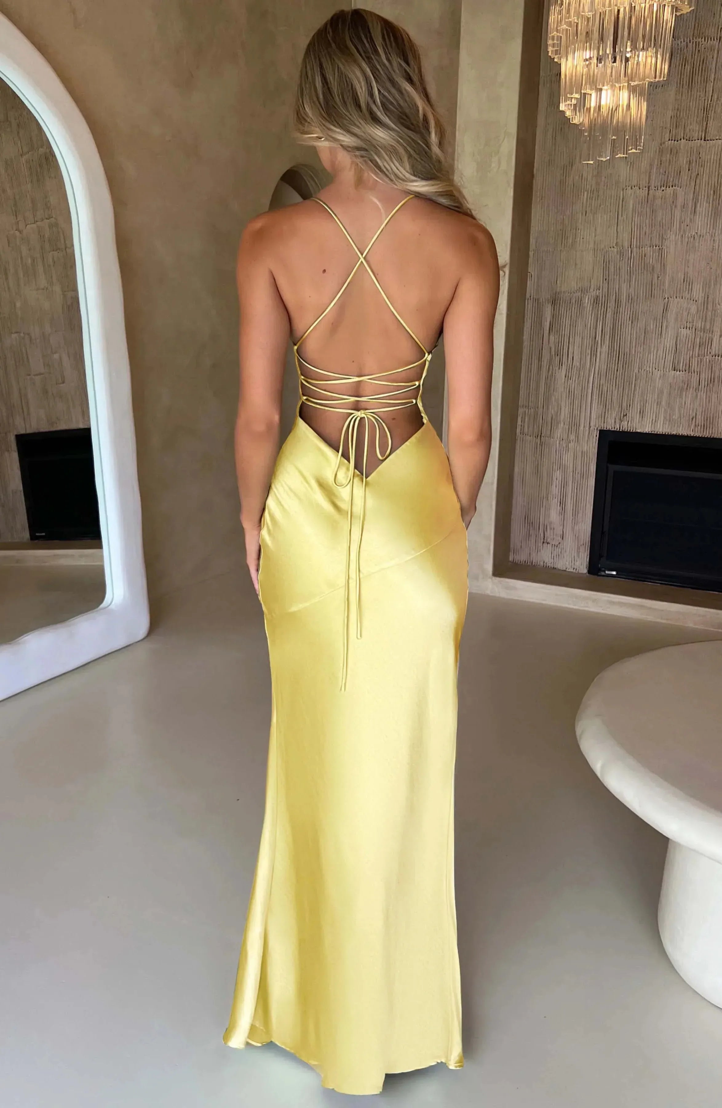 Long Satin Evening Dress Women UK – V-Neck Thin Straps Cocktail, Black Tie