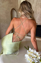 Long Satin Evening Dress Women UK – V-Neck Thin Straps Cocktail, Black Tie