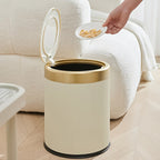 Luxury Oval Trash Can | Press-Top Waste Bin with Dual Inner Bucket – Kitchen, Space-Saving