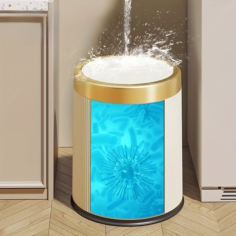 Luxury Oval Trash Can | Press-Top Waste Bin with Dual Inner Bucket – Kitchen, Space-Saving