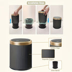 Luxury Oval Trash Can | Press-Top Waste Bin with Dual Inner Bucket – Kitchen, Space-Saving