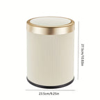 Luxury Oval Trash Can | Press-Top Waste Bin with Dual Inner Bucket – Kitchen, Space-Saving