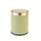 Luxury Oval Trash Can | Press-Top Waste Bin with Dual Inner Bucket – Kitchen, Space-Saving