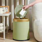 Luxury Oval Trash Can | Press-Top Waste Bin with Dual Inner Bucket – Kitchen, Space-Saving