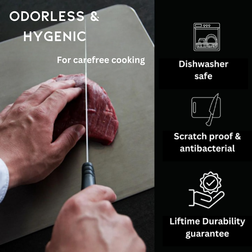 Medical Grade Titanium Cutting Board - Safe Non-Porous Surface – Kitchen, Dining