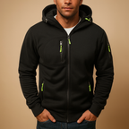 Men's Adjustable Hood Zip Hoodie - Comfortable Cotton Blend Casual Wear