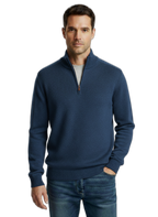 Men's Cashmere Sweater with Zipper - Soft, Stylish Knitwear for Casual or Formal Wear Blue