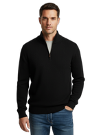 Men's Cashmere Sweater with Zipper - Soft, Stylish Knitwear for Casual or Formal Wear Black