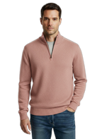 Men's Cashmere Sweater with Zipper - Soft, Stylish Knitwear for Casual or Formal Wear Pink